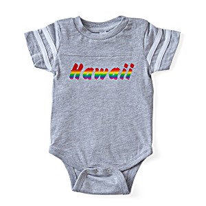 image of Cafepress - Hawaii RBW TXT - Cute Infant Baby Football Bodysuit