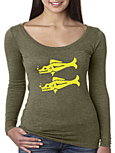 image of Trendy Usa 813 - Womens Long Sleeve T-shirt Legends Hidden Temple Lotht [blue Barracudas] Small Military Green