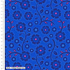 image of Stuart Hillard Makoti Fabric Fat Quarter 2620 10 Blue Flower Vine