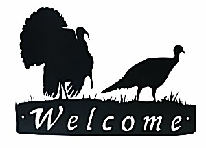 image of HQ Taxidermy WST01 Welcome Sign With Turkey Design, Black