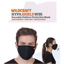 image of Wildcraft Hypa-shield W95, Reusable Outdoor Protection Mask, Black - L Size