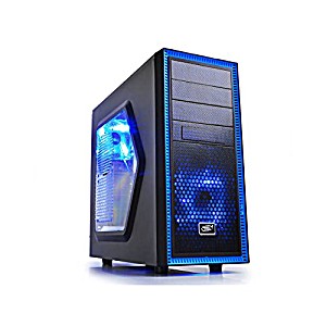 image of Deepcool Tesseract SW Mid Tower Computer Case Blue Led Fans Side Window Standard Atx Chassis