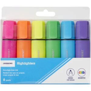 image of J. burrows Highlighters Chisel Assorted 6 Pack