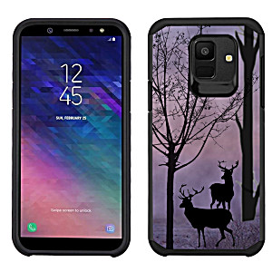 image of For Samsung Galaxy A6 Case, Onetoughshield Dual Layer Shockproof Protector Bumper Phone Case - Forest / Deer / Twilight