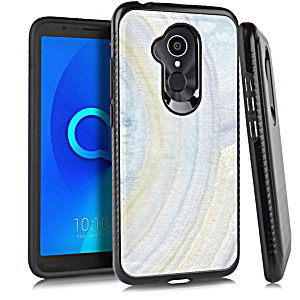 image of For T-mobile Revvl 2 Plus Case, Onetoughshield Dual Layer Shockproof Protector Phone Case With Brushed Texture - Marble / Rainbow