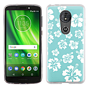 image of For Motorola Moto G6 Play / G6 Forge Case, Onetoughshield Tpu Gel Protective Slim-fit Phone Case - Hibiscus Teal