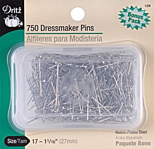 image of Dressmaker Pins, Size 17, 750-pack, Will Glide Through Most Fabrics With Ease, Without Bending By Dritz