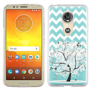 image of For Motorola Moto E5 Plus / E5 Supra Case, Onetoughshield Scratch-resistant Tpu Protective Slim-fit Phone Case - Chevron / Teal / Tree