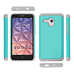 image of Fincibo Alcatel Onetouch Fierce XL 5054 Football Hybrid Case, Hard Tpu Back Cover, Teal / Grey
