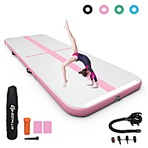 image of Goplus 13FT Air Track Inflatable Gymnastics Tumbling Mat W / Pump Pink\\black\\green\\navy