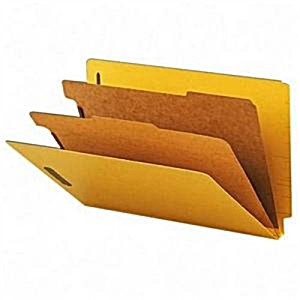 image of Smead Yellow End Tab Pressboard Classification Folders With Safeshield Fasteners 29789