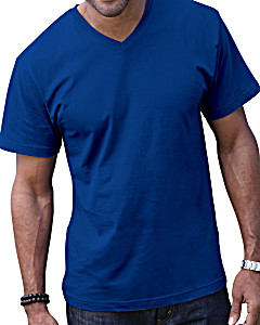 image of Lat 6907 Drop Ship Adult Fine Jersey V-neck T-shirt - Royal - 2x-large