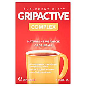 image of Gripactive Complex Na Górne Drogi Oddechowe 6 Saszetek