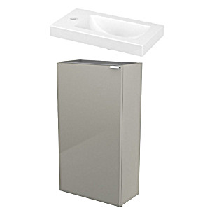 image of Goodhome Imandra Gloss Taupe & White Freestanding Vanity Unit & Basin Set (H) 790MM