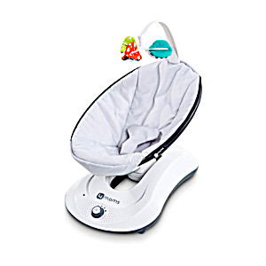 image of 4moms Rockaroo Babyschaukel, Elektrisch, Automatische Schaukelwippe Mit Spielbogen, Grau