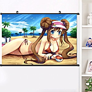 image of Pokemon Inspired Sexy Trainer Rosa At the Beach Theme Wall Scroll - 23.6 X 15.7in - Perfect For Room Decoration