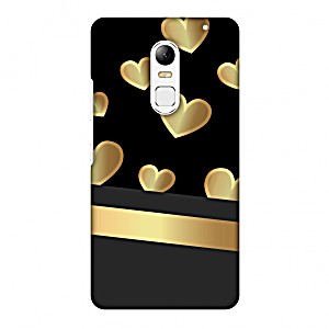 image of Lenovo Vibe X3 Case, Premium Handcrafted Printed Designer Hard Snap On Shell Case Back Cover For Lenovo Vibe X3 - Golden Hearts