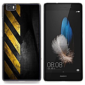 image of Skcase Center / Hard Skin Case Cover Pouch - Traffic Sign Yellow Tape Black Stripes - Huawei Ascend P8 Lite (not For Normal P8)