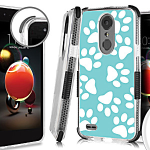 image of Shockproof Case For LG Rebel 4 Lte / Risio 3 / Fortune 2 / Zone 4 / Phoenix 4, Onetoughshield Hybrid Protector Phone Case - Pet Paw / Teal