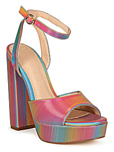 image of Liliana Peep Toe Platform Two Piece Chunky Heel 20133