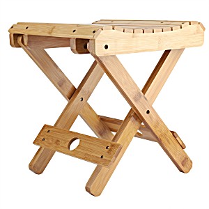 image of Otviap Bamboo Folding Stool, natural Bamboo Folding Chair Foldable Shaving Shower Foot Rest Stool, Bamboo Folding Chair