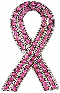 image of Ribbon Brooch Pink Ribbons Breast Cancer Survivor Pink Rhinestone Crystal Broochs For Women
