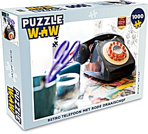image of Puzzel Retro Telefoon 1000 Stukjes - Retro Telefoon Met Rode Draaischijf