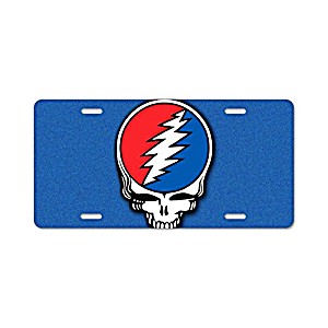 image of Grateful Dead Steal Your Face Stainless Steel License Plate Frame Tag Holder With Screw Cap Covers