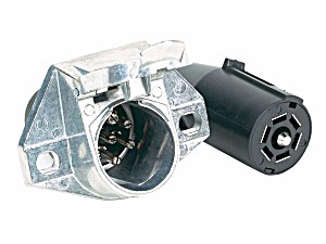 image of Hopkins 47595 7 RV Blade To 7 Way Pin Type Adapter, 7 RV Blade To 7 Pole Round By Hopkins Towing Solutions