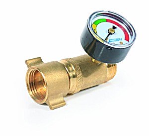 image of Camco 40064 Brass Water Pressure Regulator With Gauge
