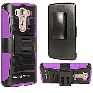 image of LG G3 Vigor Case, SGM (TM) Shell Holster Hybrid Defender Combo Case With Kickstand & Belt Clip For LG G3 Vigor (purple + Black)