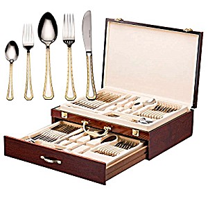 image of Italian Collection Damascus 75-PC Premium Silverware Flatware Serving Set
