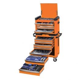 image of Kincrome Contour Tool Workshop 472 Piece 15 Drawer W. Trolley - Orange K1500o