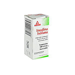image of Insulina Humana Isofana Accion Intermedia Iny. 100 Ui Fco. Amp. C / 10 ML.