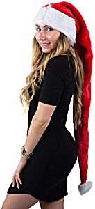 image of Long Santa Claus Hat - Christmas Hats Holiday Party Decoration Red Hats
