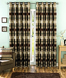 image of Sundour Curtains - Portobello In Chocolate; 66'X72'. Eyelet Header, Woven Chenille Jacquard, 100% Polyester.