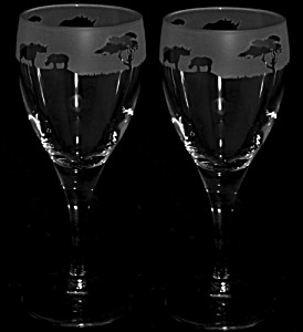image of Rhino Frieze Wine Glasses (boxed Pair) animal Gift