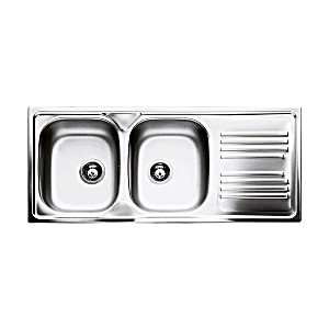 image of Smeg Sink With Two Bowls With Drainer On the Right Lyp116d Stainless Steel Finish 116 CM