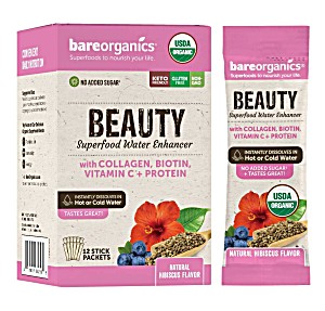 image of Bare Organics, Beauty Blend Superfood Water Enhancer Stick Packets, 12 Count