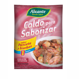 image of Alicante Sabor En Polvo Panceta Y Hierbas Bacon & Herbs Flavored Powder Ready To Use Seasoning Broth, 7.5 G / 0.26 Oz Ea (box of 12 Pouches)