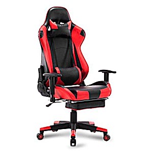 image of Woltu Racing Silla, Gaming Silla De Escritorio Silla Oficina Silla De Ordenador Silla Giratoria De Oficina Ajustable Silla Rojo BS14RT
