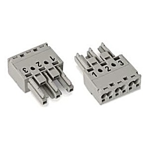 image of Wago 770-243 / 062-000 Mains Connector Winsta Midi Socket, Straight Total Number of Pins: 3 25 a Grey 100 PC (S)