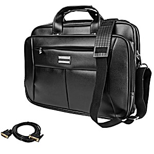 image of 15.6 Inch Vangoddy 2 In 1 Multipurpose Black Shoulder Strap Travel Carrying Barrow Laptop Bag - HP Zbook 15 G2 + Sumaclife Dvi DL Cable 10'-black