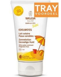 image of Weleda Sun Edelweiss Zonnelotion Gevoelige Huid SPF30 Tray 27 X 150 ML