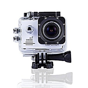 image of Dbpower Original Ex5000 Wifi 1400MP Full HD Sports Action Kamera Camera Wasserdicht Mit 2 Verbesserten Batterien Und Kostenlose Accessoires (weiss)