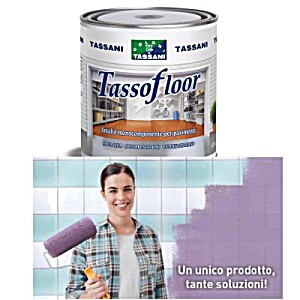 image of Tassofloor Bianco Smalto Monocomponente All'acqua Per Pavimenti 0, 75 LT Tassani