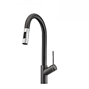 image of Oliveri Vilo Pull Out Spray Kitchen Mixer Santorini Black VT0426B-ST-BL