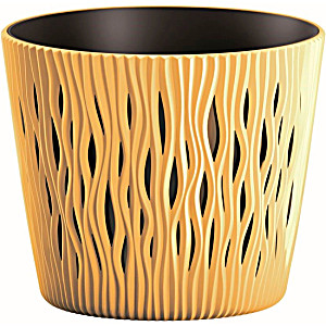 image of Flower Pot Sandy Round Mustard Fi 130MM