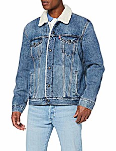 image of Levi's Men's Type 3 Sherpa Trucker Jacket, Blue, XXL