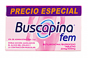 image of Buscapina Fem (butilhioscina / Ibuprofen) 20 / 400MG 10 Tabs